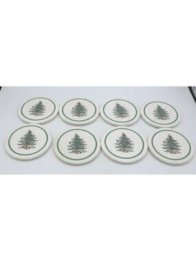 Christmas Tree by Spode Thirsty Stone Cork Back Coaster Set of 8 Pattern: SP CHT